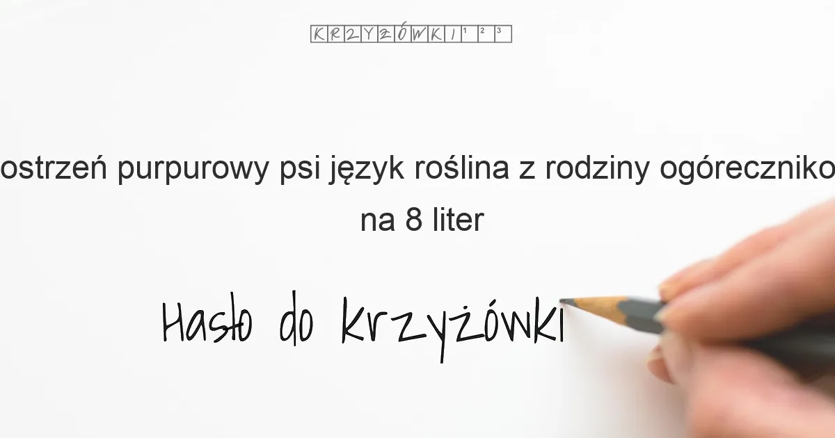 ostrzeń purpurowy psi język roślina z rodziny ogórecznikowatych szorstkolistnych na 8 liter - Hasło do krzyżówki ostrzeń purpurowy psi język roślina z rodziny ogórecznikowatych szorstkolistnych na 8 liter - Hasło do krzyżówki